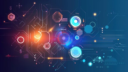 Obraz premium Digital Background Technology Process - A Captivating Display of Technological Wonders. The Intricate Steps and Digital Elements Involved in the Background Technology Process, Creating a Mesmerizing 