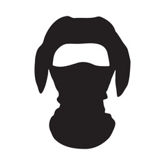 Dog Winter Warmer Face Mask Silhouette Vector Illustration