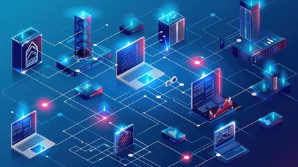 Fototapeta premium Digital Background Technology Process - A Captivating Display of Technological Wonders. The Intricate Steps and Digital Elements Involved in the Background Technology Process, Creating a Mesmerizing 