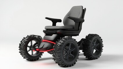 High-Tech Electric Wheelchair with Comfortable Armrests and Fabric Seats on Rugged Wheels