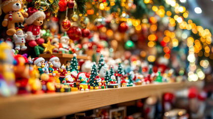 Fototapeta premium Colorful Christmas Decorations and Ornaments on Display