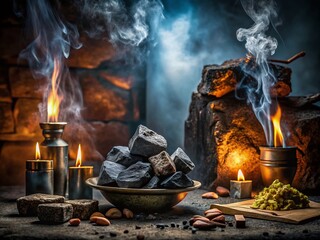 Captivating Hades-Inspired Product Photography Featuring Dark Aesthetic Elements and Unique Textures for Eerie and Mythological Themes