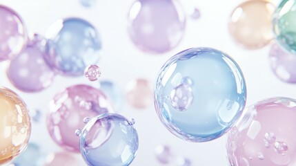 Fototapeta premium Pastel-colored glass bubbles on a white background