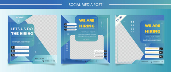 We are hiring job vacancy square banner or social media post template
