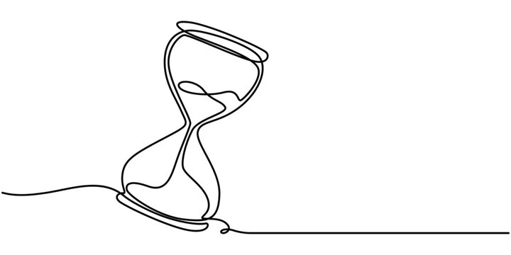 recommend clip art: One continuous line drawing of sand hourglass. Vintage timer as Countdown concept in simple linear style. Doodle vector illustration, One line continuous hourglass. Line art hourglass outline. 