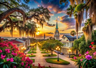 Fototapeta premium Captivating Landscapes and Culture of Southeast America: A Visual Journey Through Nature, Cities, and Traditions in the Heart of the Southern States