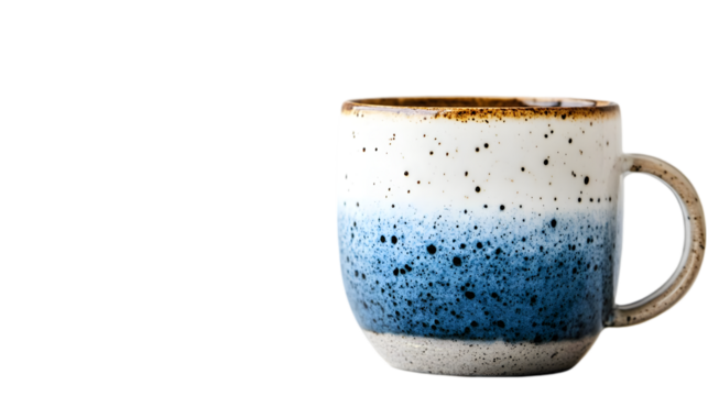 Ceramic Mug with Blue and White Glaze -  Illustration