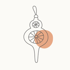 Hand drawn Christmas tree decoration. Doodle vector illustration for winter greeting cards, posters, stickers and seasonal design.