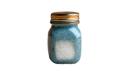 Blue Ceramic Salt Shaker with Gold Lid - Realistic Image