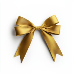 Fototapeta premium A shiny gold ribbon bow with two long tails, perfect for decoration or gift wrapping, adding a touch of elegance.