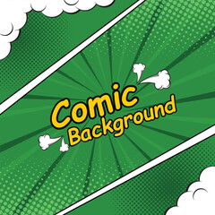 Retro pop art comic Superhero with lightning halftone dots background. Cartoon vs. Vector