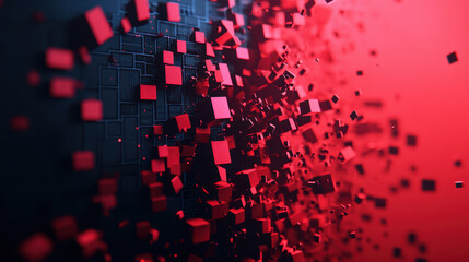 anti tracking spyware software. Abstract depiction of software algorithms dismantling in red