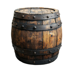 Obraz premium Rustic Wooden Barrel Isolated On A White Background.