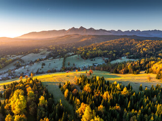 Autumn Landscape with Forest and Mountains