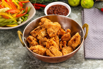 Golden crispy Breaded calamari snack