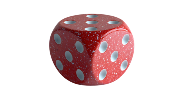 Red Dice with White Dots - 3D Illustration - Powered by Adobe