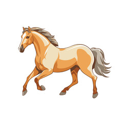Obraz premium Running Wild Horse Vector Illustration with Desert Scene