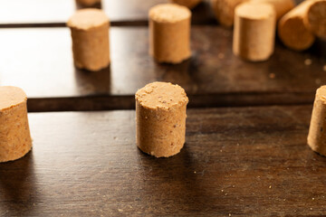 Sweet Brazilian Peanut Called Paçoca on a wooden desk