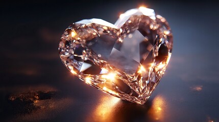 Fototapeta premium Light of Diamond Heart, mewah, HD Realistic. 3D Render. 