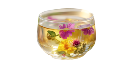 Floral Infused Tea in Glass Cup  Illustration