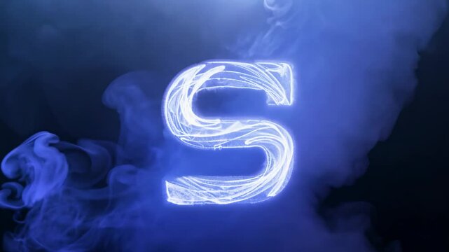 Camera rotates around smoke revealing a hidden message in cool blues and purples