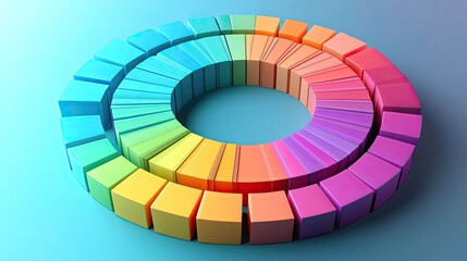 Obraz premium 3D radial chart with vivid gradients, [color-coded chart], [showcasing innovative and futuristic business solutions] 