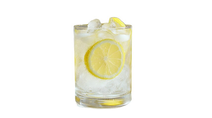 Glass of Sparkling Water with Lemon and Ice - Realistic Image
