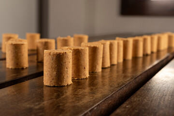 Sweet Brazilian Peanut Called Paçoca on a wooden desk