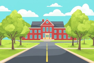 Vibrant Cartoon School Building 