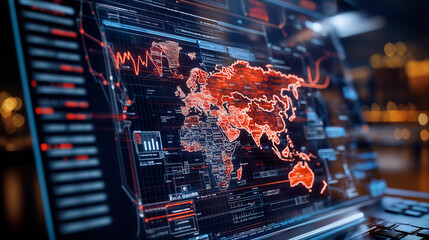 global map displaying e commerce sales distribution in red tones
