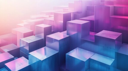 Obraz premium Abstract composition of translucent cubes in vibrant colors, creating a modern digital aesthetic.