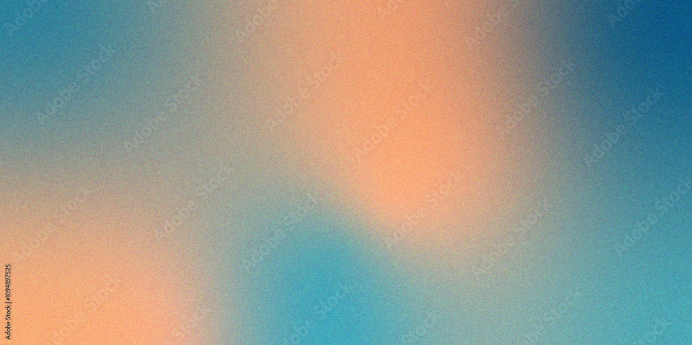 Aufkleber Digital grainy gradient with a colorful soft noise effect. Vintage Grunge Texture Pattern in blue and orange Tones for Artful Wallpaper. Gradient blur, noise, grain, texture abstract background	