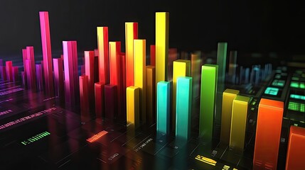 Obraz premium Abstract 3D business chart with glowing segments, [color chart], [symbolizing advanced analytics and financial growth] 
