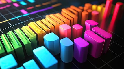 Fototapeta premium Abstract 3D business chart with glowing segments, [color chart], [symbolizing advanced analytics and financial growth] 