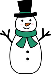 Winter Christmas Snowman Cartoon Style Flat Stock Vector Illustration.
Transparent background.