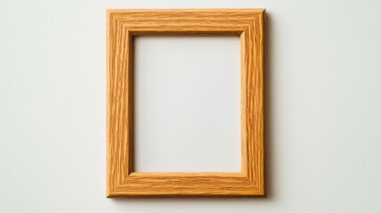 An empty wooden photo frame on a neutral background, perfect for artistic displays and personal creations.