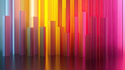 Obraz premium Bright gradient bar chart in futuristic design, [business color chart], [representing innovation and tech-driven analysis] 