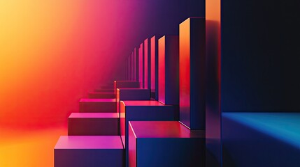 Bright gradient bar chart in futuristic design, [business color chart], [representing innovation and tech-driven analysis] 