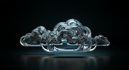 Fototapeta premium Clouds Glass Sculpture, Cloudy Environment Design, Reflective, Elegant Refracting Translucent Art