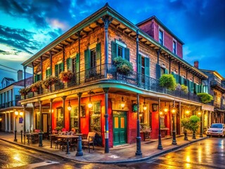 Fototapeta premium Captivating Portrait of the Old Point Bar in Algiers, New Orleans, Showcasing Historic Architecture and the Charm of the French Quarter