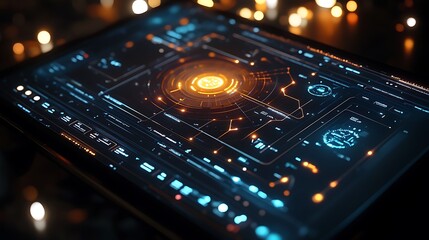 Obraz premium Interactive Flowchart on Digital Tablet Screen 