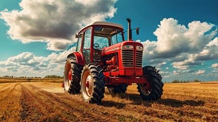 Obraz premium old tractor in the field AI Generated