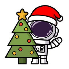 Funny Astronauts cartoon, santa spaceman, Merry Christmas 