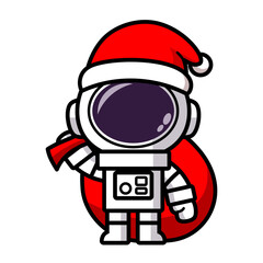 Funny Astronauts cartoon, santa spaceman, Merry Christmas 