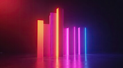 Dynamic bar chart with a glowing neon effect, [business chart], [highlighting modernity in financial analysis]