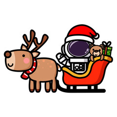 Funny Astronauts cartoon, santa spaceman, Merry Christmas 
