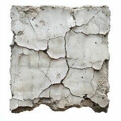 Cracked, weathered, concrete wall fragment.