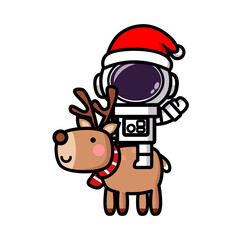 Funny Astronauts cartoon, santa spaceman, Merry Christmas 