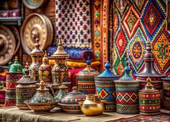 Fototapeta premium Captivating Product Photography of Traditional Artisanal Crafts from Erbil, Iraq, Showcasing Unique Textures and Colors in a Modern Setting for E-commerce and Marketing Use