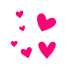 Pink heart shapes on a white background